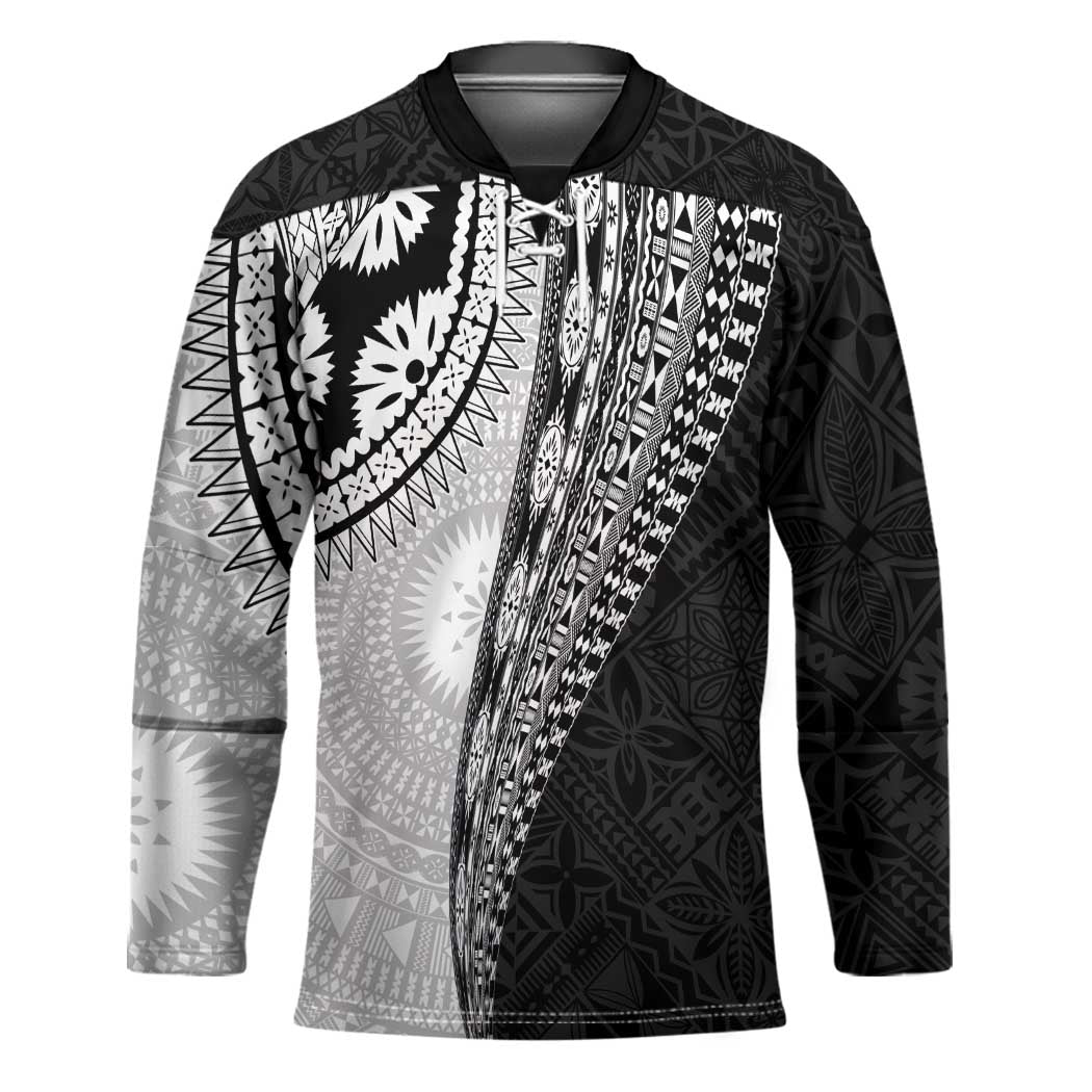 Fijian Masi Tattoos Hockey Jersey with Tapa Tribal Pattern - Polynesian Pride