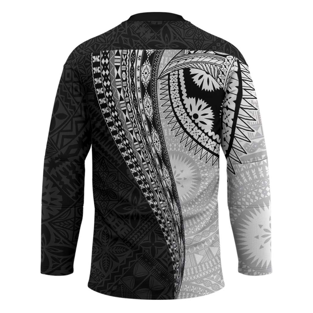 Fijian Masi Tattoos Hockey Jersey with Tapa Tribal Pattern - Polynesian Pride