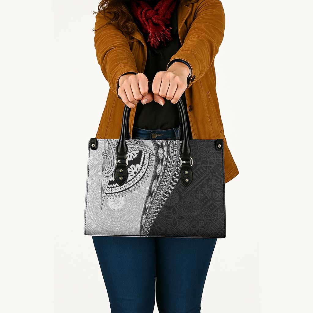 Fijian Masi Tattoos Leather Bag with Tapa Tribal Pattern - Polynesian Pride