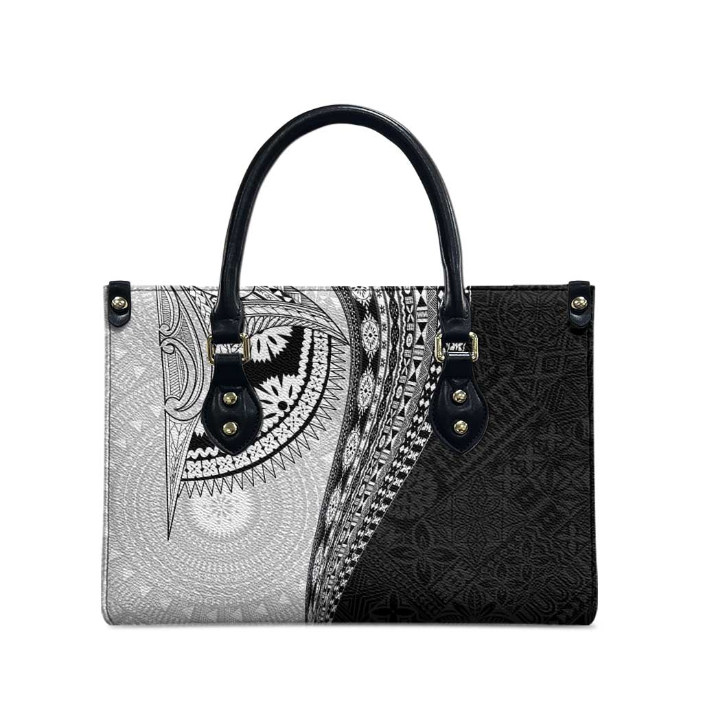 Fijian Masi Tattoos Leather Bag with Tapa Tribal Pattern - Polynesian Pride