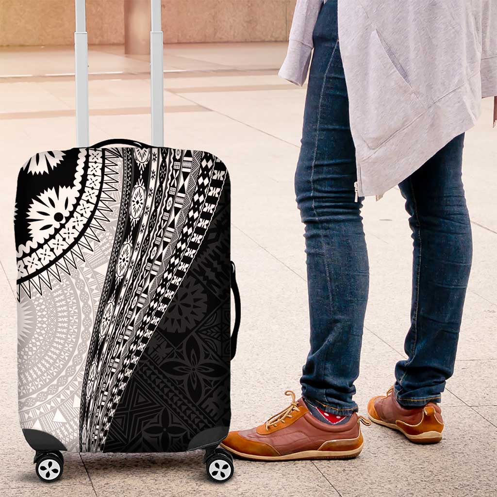 Fijian Masi Tattoos Luggage Cover with Tapa Tribal Pattern - Polynesian Pride