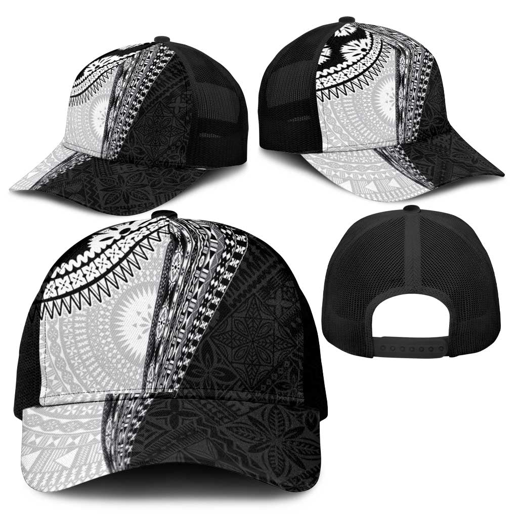 Fijian Masi Tattoos Mesh Trucker Cap with Tapa Tribal Pattern - Polynesian Pride