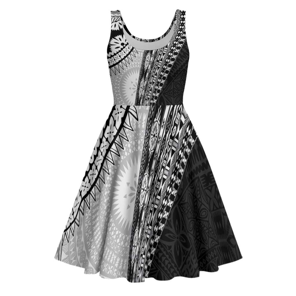 Fijian Masi Tattoos Midi Dress with Tapa Tribal Pattern - Polynesian Pride