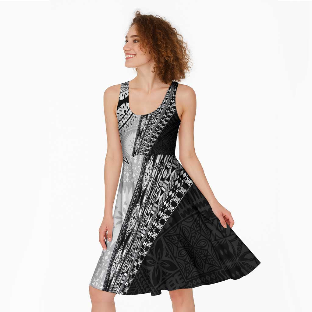 Fijian Masi Tattoos Midi Dress with Tapa Tribal Pattern - Polynesian Pride
