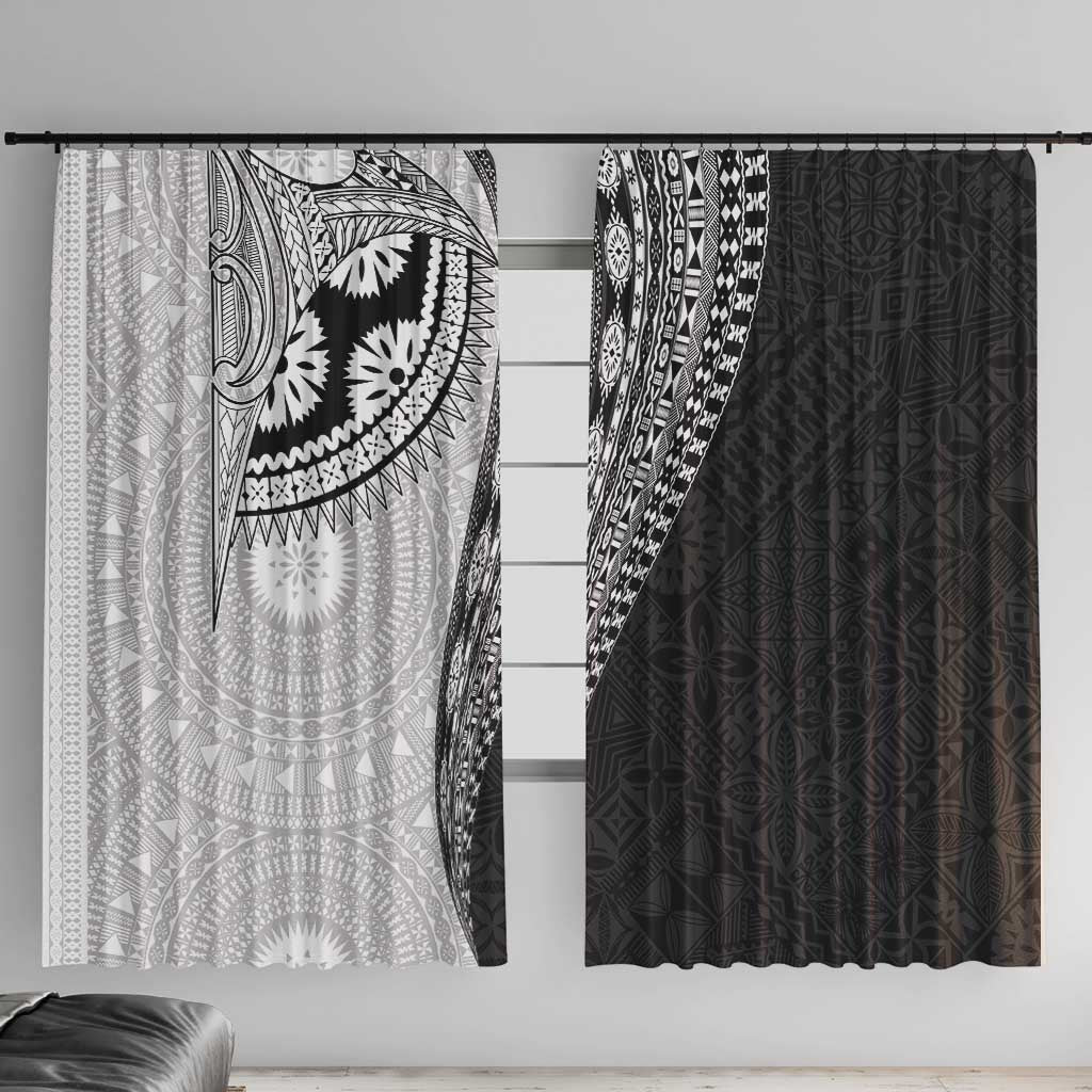 Fijian Masi Tattoos Window Curtain with Tapa Tribal Pattern - Polynesian Pride