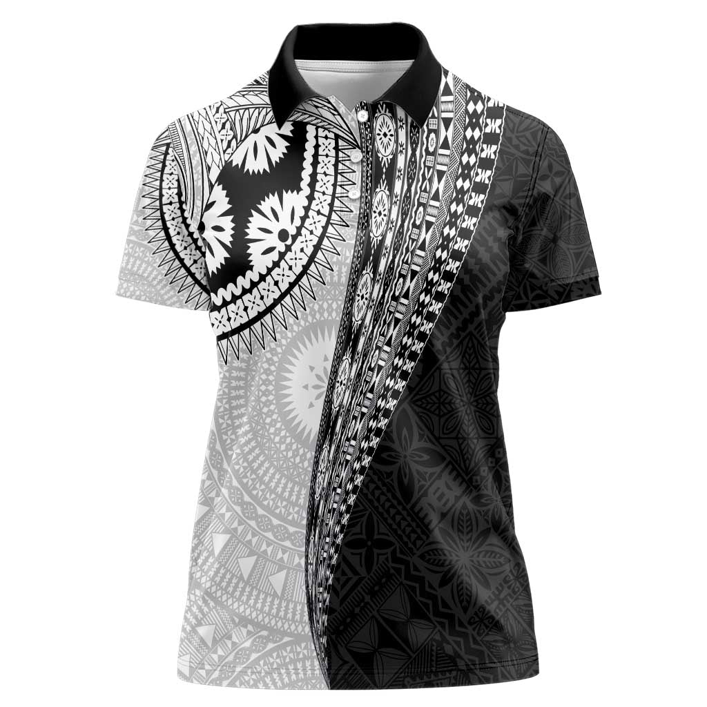 Fijian Masi Tattoos Women Polo Shirt with Tapa Tribal Pattern - Polynesian Pride