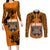 PNG Lae Snax Tigers Rugby Couples Matching Long Sleeve Bodycon Dress and Long Sleeve Button Shirts The Tigers Head and PNG Bird Polynesian Tattoo LT03 Orange - Polynesian Pride