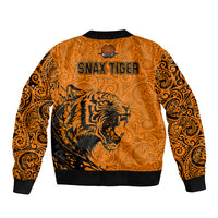 PNG Lae Snax Tigers Rugby Sleeve Zip Bomber Jacket The Tigers Head and PNG Bird Polynesian Tattoo LT03 - Polynesian Pride