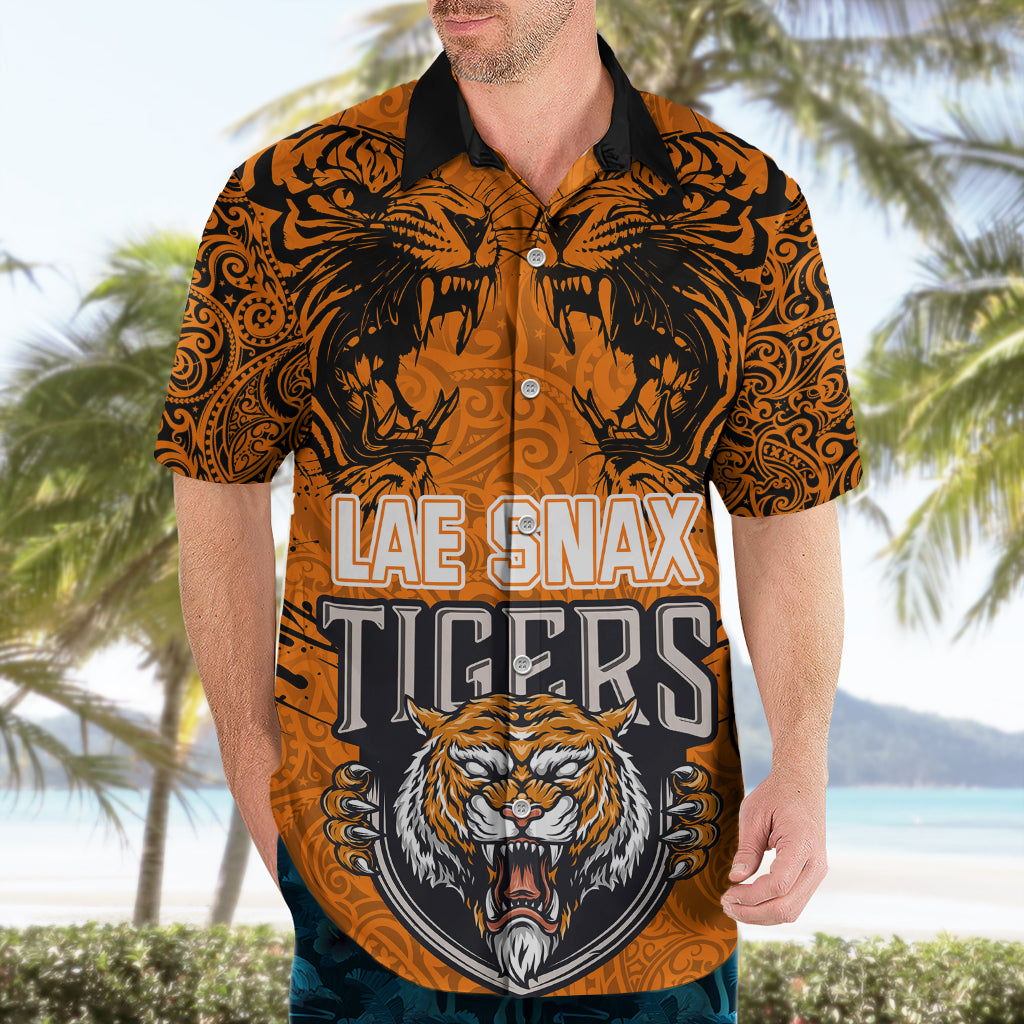 Custom PNG Lae Snax Tigers Rugby Hawaiian Shirt The Tigers Head and PNG Bird Polynesian Tattoo LT03 - Polynesian Pride