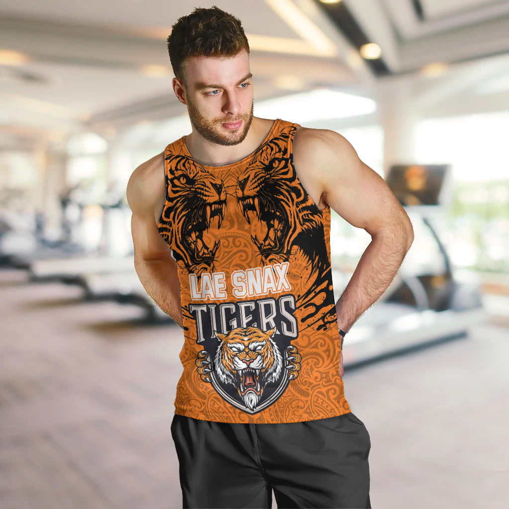 Custom PNG Lae Snax Tigers Rugby Men Tank Top The Tigers Head and PNG Bird Polynesian Tattoo LT03 - Polynesian Pride