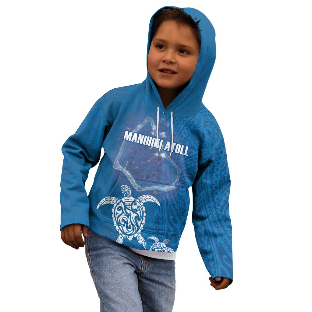 Cook Islands Manihiki Atoll Kid Hoodie Maori Turtle and Polynesian Pattern
