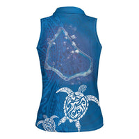 Cook Islands Manihiki Atoll Women Sleeveless Polo Shirt Maori Turtle and Polynesian Pattern