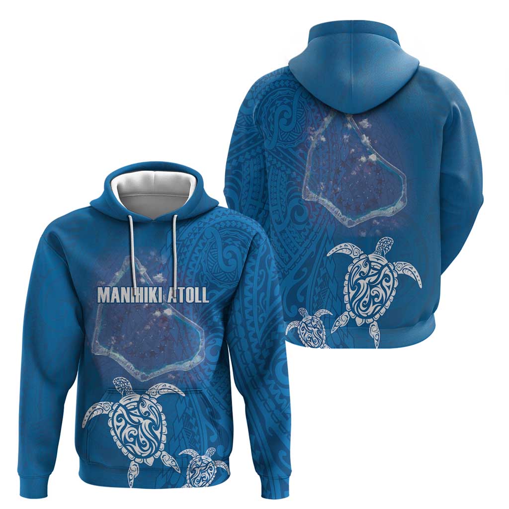 Cook Islands Manihiki Atoll Zip Hoodie Maori Turtle and Polynesian Pattern