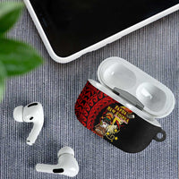 Papua New Guinea Christmas AirPods Case Funny Melanesian Santa with Bird-of-paradise Tribal Style - Polynesian Pride