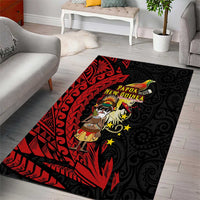 Papua New Guinea Christmas Area Rug Funny Melanesian Santa with Bird-of-paradise Tribal Style - Polynesian Pride