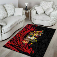 Papua New Guinea Christmas Area Rug Funny Melanesian Santa with Bird-of-paradise Tribal Style - Polynesian Pride