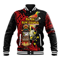 Papua New Guinea Christmas Baseball Jacket Funny Melanesian Santa with Bird-of-paradise Tribal Style - Polynesian Pride