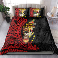 Papua New Guinea Christmas Bedding Set Funny Melanesian Santa with Bird-of-paradise Tribal Style - Polynesian Pride