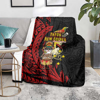 Papua New Guinea Christmas Blanket Funny Melanesian Santa with Bird-of-paradise Tribal Style - Polynesian Pride