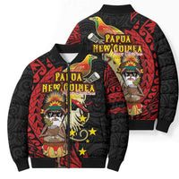 Papua New Guinea Christmas Bomber Puffer Jacket Funny Melanesian Santa with Bird-of-paradise Tribal Style - Polynesian Pride