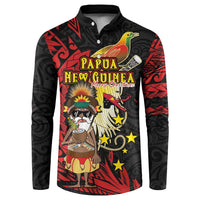 Papua New Guinea Christmas Button Sweatshirt Funny Melanesian Santa with Bird-of-paradise Tribal Style - Polynesian Pride
