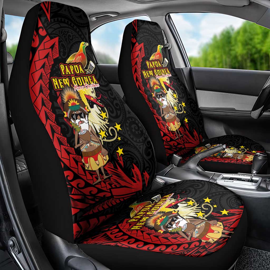 Papua New Guinea Christmas Car Seat Cover Funny Melanesian Santa with Bird-of-paradise Tribal Style LT03 - Polynesian Pride