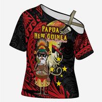 Papua New Guinea Christmas Cross Shoulder Shirt Funny Melanesian Santa with Bird-of-paradise Tribal Style - Polynesian Pride