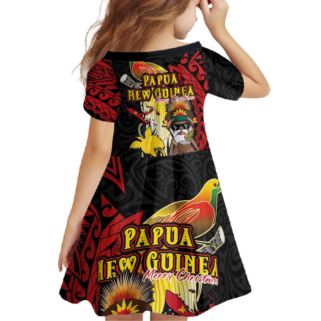 Papua New Guinea Christmas Family Matching Off Shoulder Maxi Dress and Hawaiian Shirt Funny Melanesian Santa with Bird-of-paradise Tribal Style - Polynesian Pride