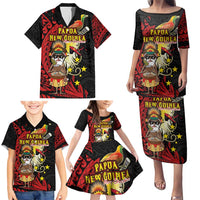 Papua New Guinea Christmas Family Matching Puletasi and Hawaiian Shirt Funny Melanesian Santa with Bird-of-paradise Tribal Style - Polynesian Pride