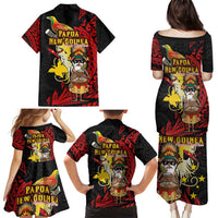 Papua New Guinea Christmas Family Matching Puletasi and Hawaiian Shirt Funny Melanesian Santa with Bird-of-paradise Tribal Style - Polynesian Pride