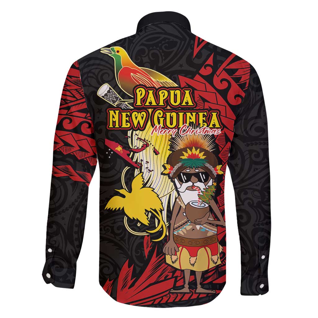 Papua New Guinea Christmas Family Matching Short Sleeve Bodycon Dress and Hawaiian Shirt Funny Melanesian Santa with Bird-of-paradise Tribal Style - Polynesian Pride