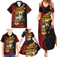 Papua New Guinea Christmas Family Matching Summer Maxi Dress and Hawaiian Shirt Funny Melanesian Santa with Bird-of-paradise Tribal Style - Polynesian Pride