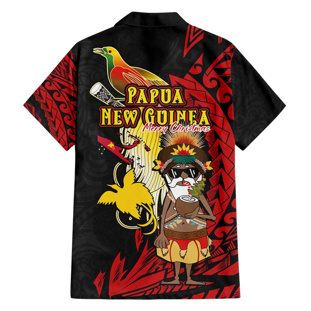 Papua New Guinea Christmas Family Matching Summer Maxi Dress and Hawaiian Shirt Funny Melanesian Santa with Bird-of-paradise Tribal Style - Polynesian Pride