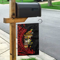 Papua New Guinea Christmas Garden Flag Funny Melanesian Santa with Bird-of-paradise Tribal Style - Polynesian Pride