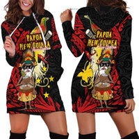 Papua New Guinea Christmas Hoodie Dress Funny Melanesian Santa with Bird-of-paradise Tribal Style - Polynesian Pride