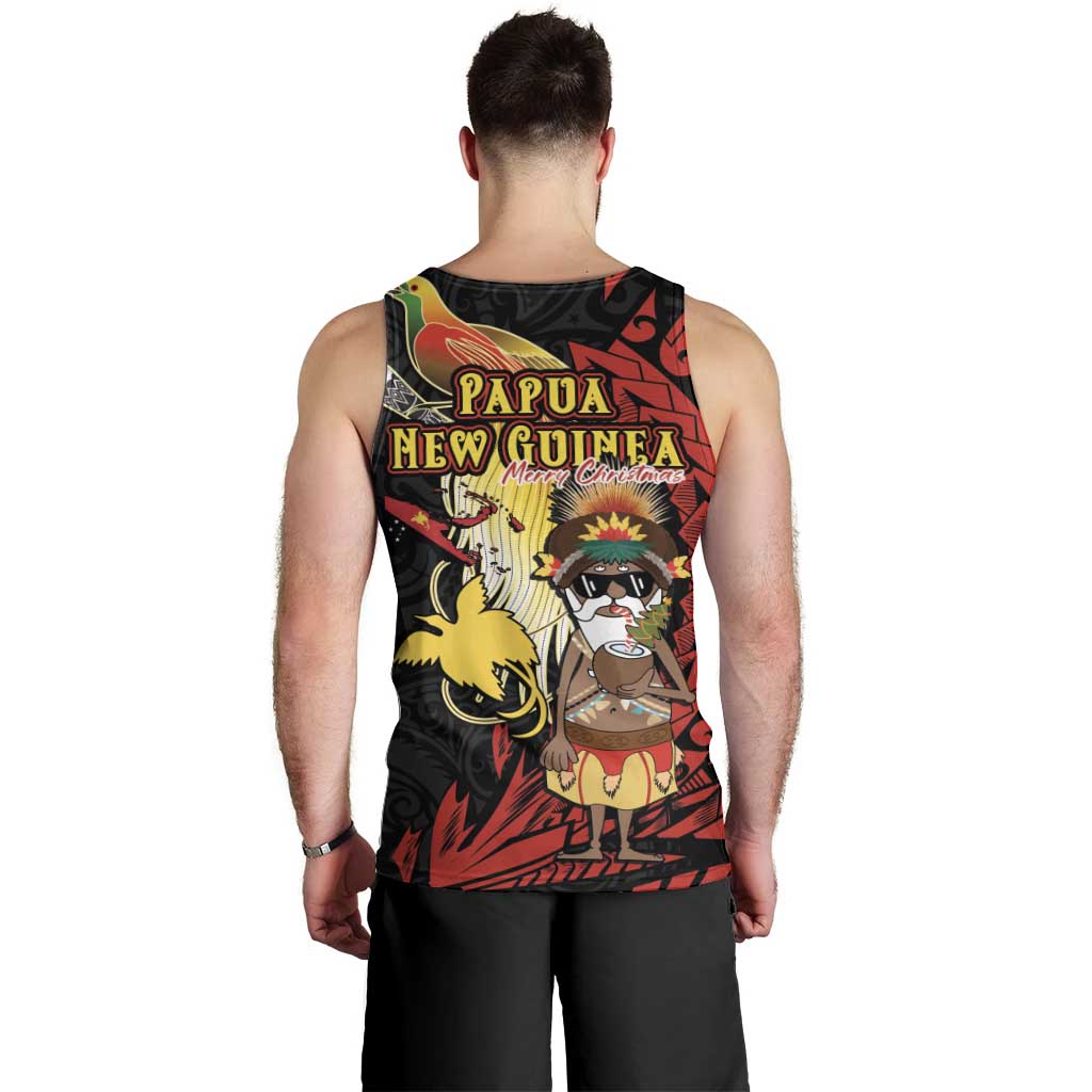 Papua New Guinea Christmas Men Tank Top Funny Melanesian Santa with Bird-of-paradise Tribal Style LT03 - Polynesian Pride