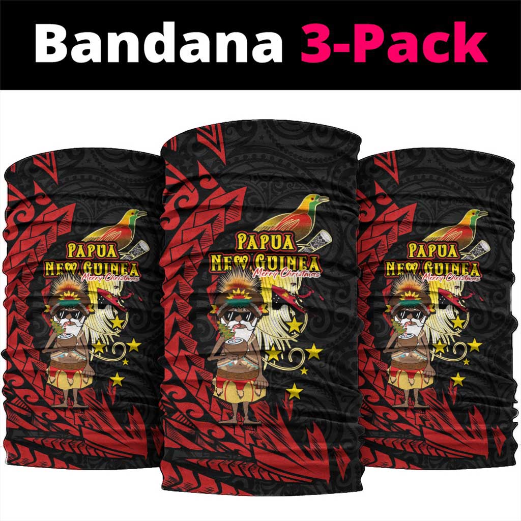 Papua New Guinea Christmas Neck Gaiter Funny Melanesian Santa with Bird-of-paradise Tribal Style - Polynesian Pride