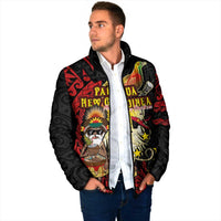 Papua New Guinea Christmas Padded Jacket Funny Melanesian Santa with Bird-of-paradise Tribal Style - Polynesian Pride
