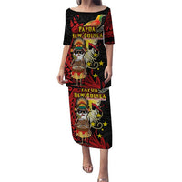 Papua New Guinea Christmas Puletasi Funny Melanesian Santa with Bird-of-paradise Tribal Style - Polynesian Pride