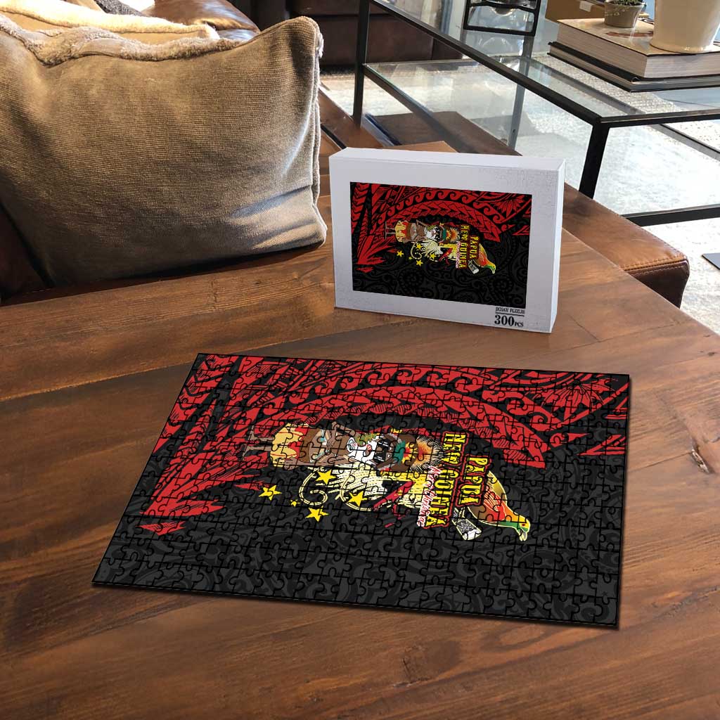 Papua New Guinea Christmas Puzzle Funny Melanesian Santa with Bird-of-paradise Tribal Style - Polynesian Pride