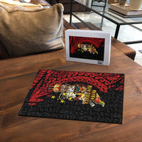 Papua New Guinea Christmas Puzzle Funny Melanesian Santa with Bird-of-paradise Tribal Style - Polynesian Pride