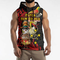 Papua New Guinea Christmas Sleeveless Hoodie Funny Melanesian Santa with Bird-of-paradise Tribal Style - Polynesian Pride
