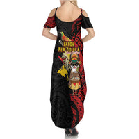 Papua New Guinea Christmas Summer Maxi Dress Funny Melanesian Santa with Bird-of-paradise Tribal Style - Polynesian Pride