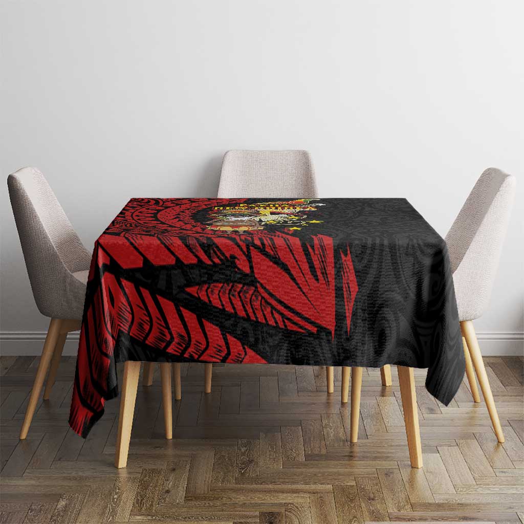Papua New Guinea Christmas Tablecloth Funny Melanesian Santa with Bird-of-paradise Tribal Style - Polynesian Pride