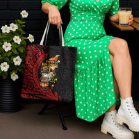 Papua New Guinea Christmas Tote Bag Funny Melanesian Santa with Bird-of-paradise Tribal Style - Polynesian Pride