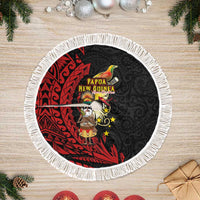 Papua New Guinea Christmas Tree Skirt Funny Melanesian Santa with Bird-of-paradise Tribal Style - Polynesian Pride