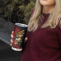 Papua New Guinea Christmas Tumbler Cup Funny Melanesian Santa with Bird-of-paradise Tribal Style - Polynesian Pride