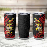 Papua New Guinea Christmas Tumbler Cup Funny Melanesian Santa with Bird-of-paradise Tribal Style - Polynesian Pride