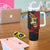 Papua New Guinea Christmas Tumbler With Handle Funny Melanesian Santa with Bird-of-paradise Tribal Style - Polynesian Pride