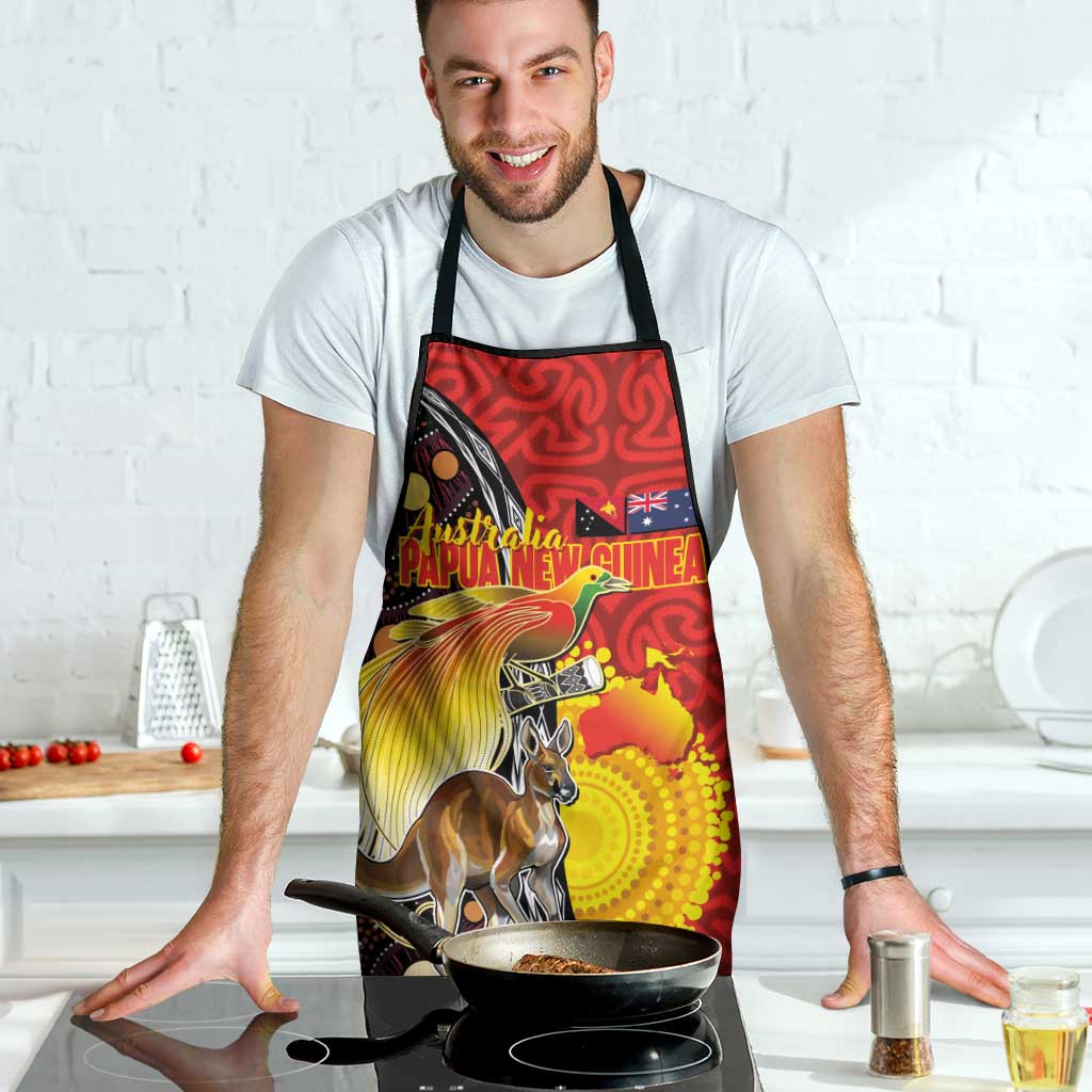 Australia and Papua New Guinea Together Apron Bird-of-paradise and Kangaroo with Oro Tapa and Aboriginal Art Motifs - Polynesian Pride